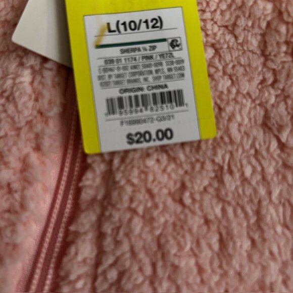 All In Motion Girl's Sherpa 1/4 Zip Jacket Pink Size L (10/12) New With Tags! - Picture 6 of 6